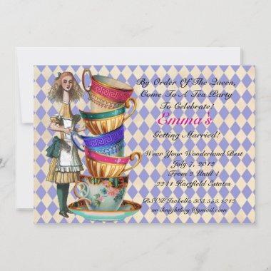Alice In Wonderland Party Invitations Blue
