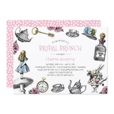 Alice in Wonderland Pink Bridal Brunch Invitations