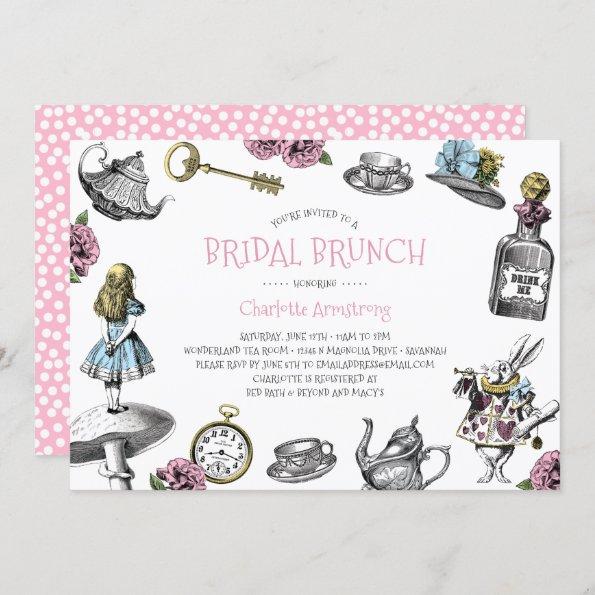 Alice in Wonderland Pink Bridal Brunch Invitations