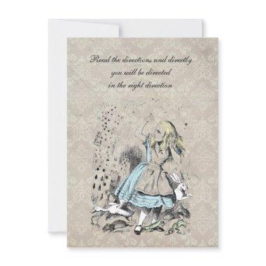 Alice in Wonderland Pink Flamingo Birthday Party Invitations