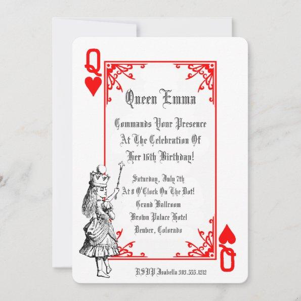Alice In Wonderland Playing Invitations Party Invitation