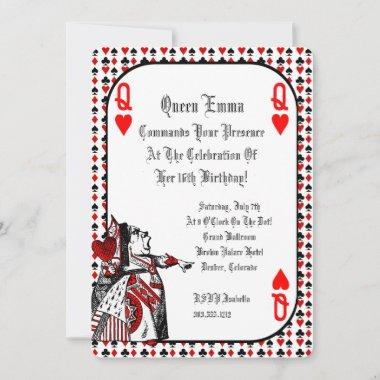 Alice In Wonderland Queen Hearts Invitations Suits