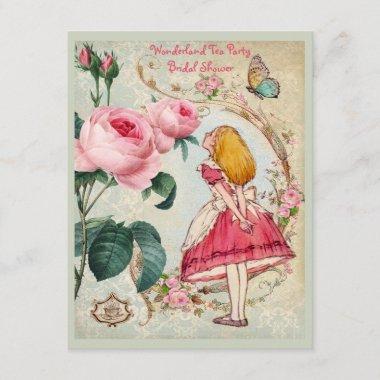 Alice in Wonderland Roses Collage Bridal Shower Invitations