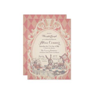 Alice in Wonderland Shower Invitations | Pink