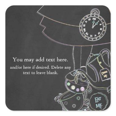 Alice in Wonderland Tea Party Chalkboard Favor Square Sticker