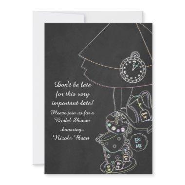 Alice in Wonderland Tea Party Chalkboard Whimsical Invitations