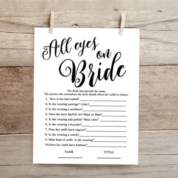 All eyes on Bride Simple Bridal Shower Game