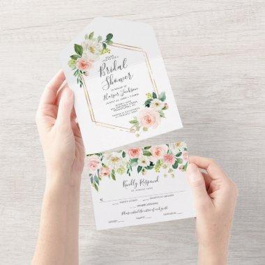 All in One Airy Blush Gold Bridal Shower Invite