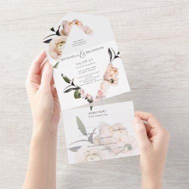 All-in-One Blush Floral  Invite