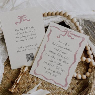 All in One Romantic Bow Handwritten Bridal Shower Invitations