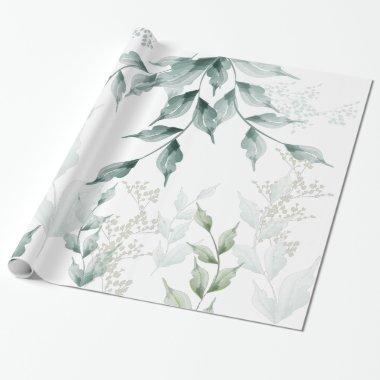 All Occasion Wrapping Grayed Jade Green Botanical Wrapping Paper