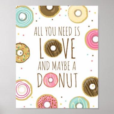 All You Need Is Love and Donuts Baby Bridal Shower Poster