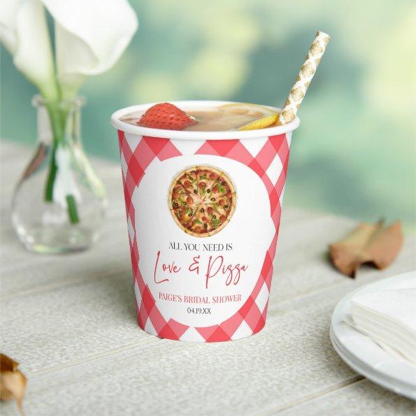 All You Need Is Love and Pizza Bridal Shower Paper Cups