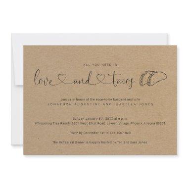 All You Need is Love and Tacos Rehearsal Dinner Invitations