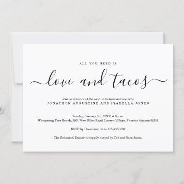 All You Need is Love and Tacos Rehearsal Dinner Invitations