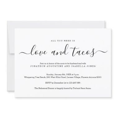 All You Need is Love and Tacos Rehearsal Dinner Invitations