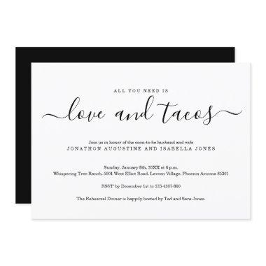 All You Need is Love and Tacos Rehearsal Dinner Invitations