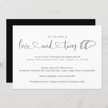 All You Need is Love and Tacos Rehearsal Dinner Invitations
