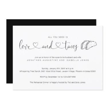 All You Need is Love and Tacos Rehearsal Dinner Invitations