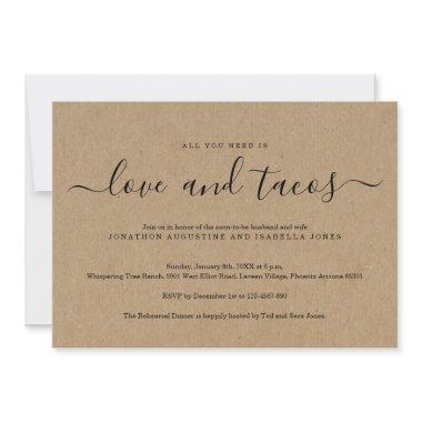 All You Need is Love and Tacos Rehearsal Dinner Invitations