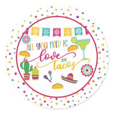 All You Need is Love and Tacos Round Sticker - Wh