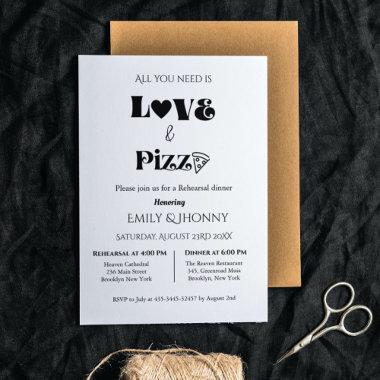 All you need is love & Pizza Rehearsal dinner Invitations