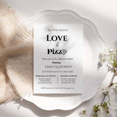 All you need is love & Pizza Rehearsal dinner Invitations