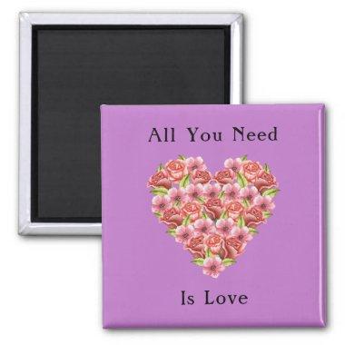 ALL YOU NEED IS LOVE Purple Magnet