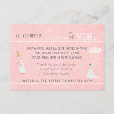 All You Need is Love & Wine Bridal Shower Enclosure Invitations