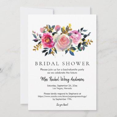 Alluring Lovely Roses Floral Bridal Shower Photo Invitations