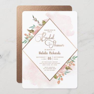 Alluring Rose Vintage Floral Wedding Bridal Shower Invitations