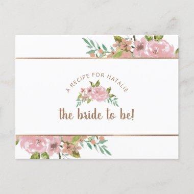 Alluring Rose Vintage Pink Bride to Be Recipe Invitations