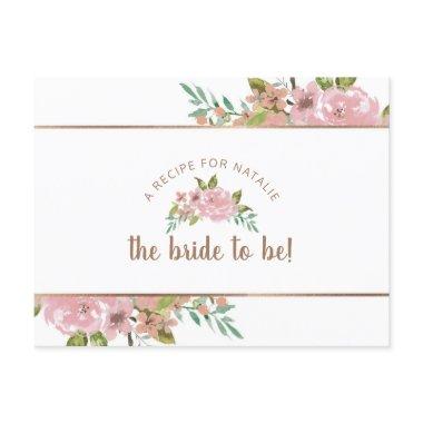 Alluring Rose Vintage Pink Bride to Be Recipe Invitations