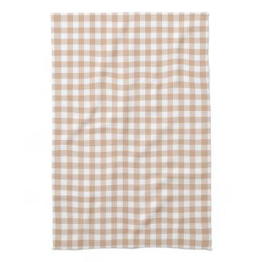 Almond Brown Gingham Pattern Kitchen Towels