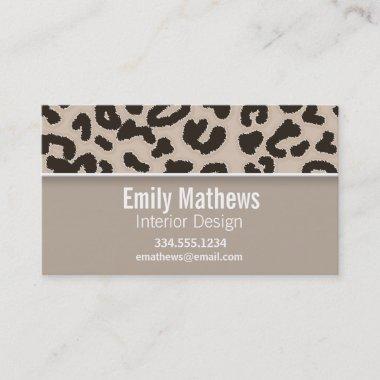 Almond Color Leopard Animal Print; Personalized Business Invitations