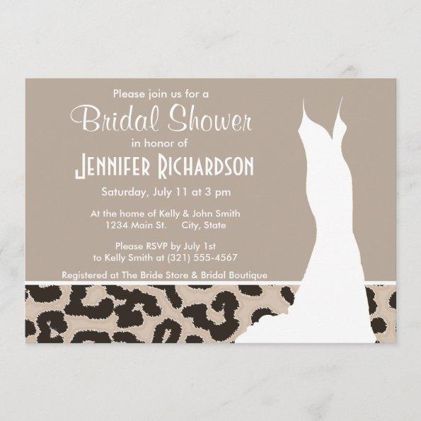 Almond Color Leopard Animal Print; Personalized Invitations