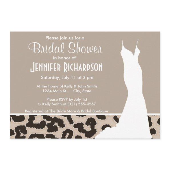 Almond Color Leopard Animal Print; Personalized Invitations