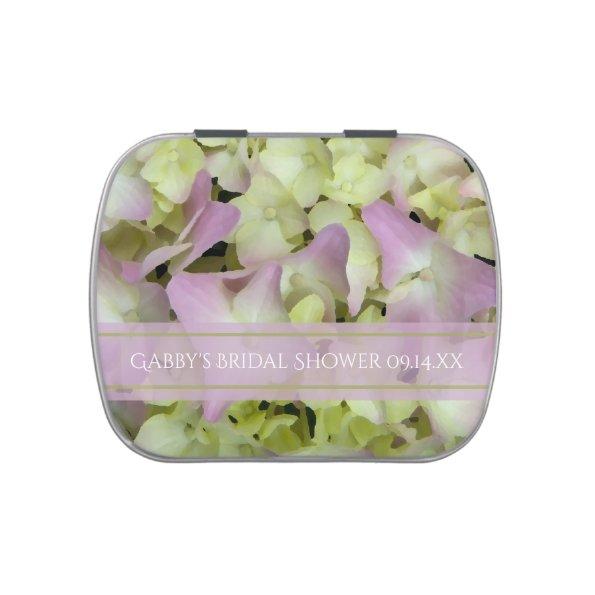 Almost Pink Hydrangea Floral Bridal Shower Favor Candy Tin
