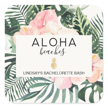 Aloha Beaches Bachelorette Square Sticker
