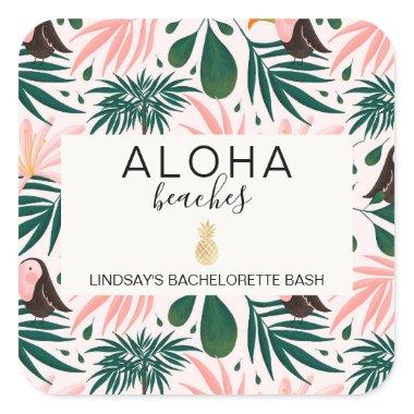 Aloha Beaches Tropical Bachelorette Square Sticker