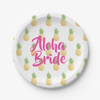 Aloha Bride Pineapple Bridal Shower Paper Plates