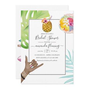 Aloha Hawaii Tropical Beach Bridal Shower Invitations