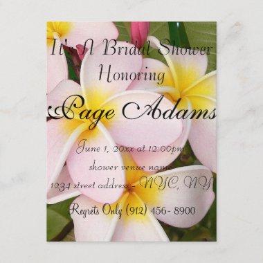 Aloha Hawaiian Frangipani Blossoms Bridal Shower Invitations