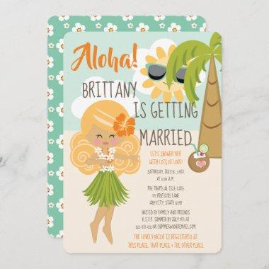 Aloha Luau Bridal Shower Blonde Invitations