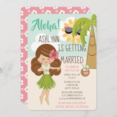 Aloha Luau Bridal Shower Dark Hair Dark Skin Tone Invitations
