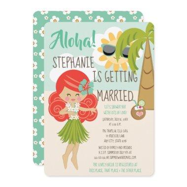 Aloha Luau Bridal Shower Redhead Invitations