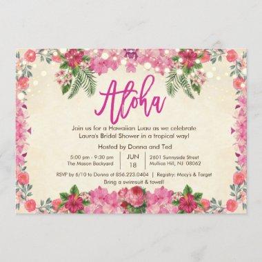 Aloha Luau Tropical Bridal Shower Invitations