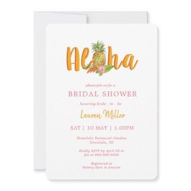 Aloha Tropical bridal shower Invitations