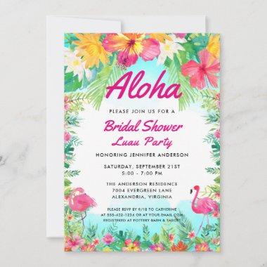 Aloha Tropical Bridal Shower Luau Invitations