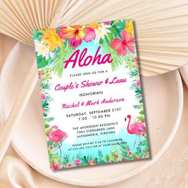 Aloha Tropical Flamingo Luau Couple's Shower Invitations